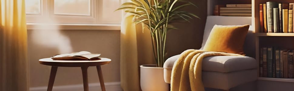 A cozy living room with a large window overlooking a scenic mountain landscape, featuring the produc