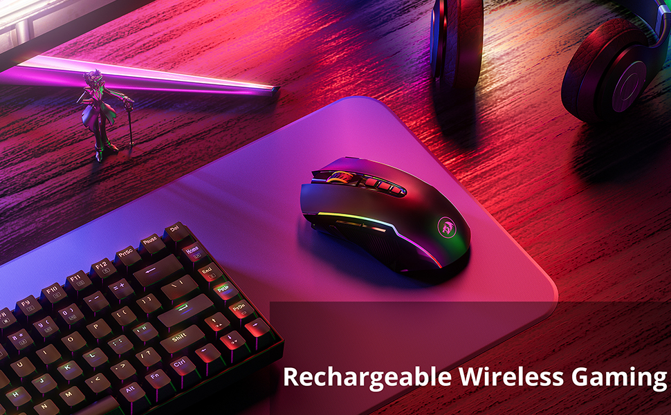 Redragon Gaming Mouse, Wireless Mouse Gaming with RGB Backlit,8000 DPI,PC Gaming Mice with Fire