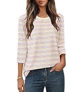 MEROKEETY Colorful Striped Tops Blouse Shirt