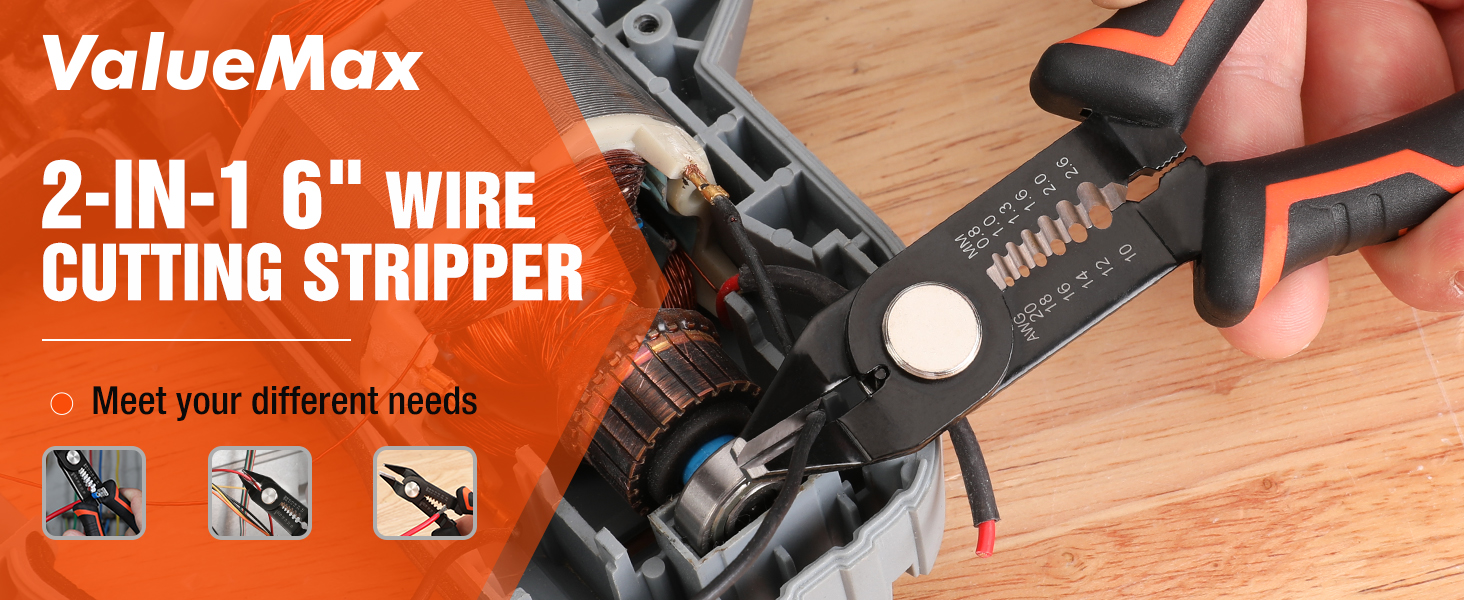 ValueMax Wire Stripper/Wire Cutters, 1022AWG Wire Stripper Tool, 6