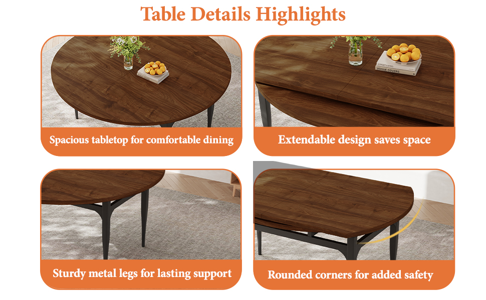 Expandable foldable multi-function round dining table (large size, can accommodate 6-10 people)