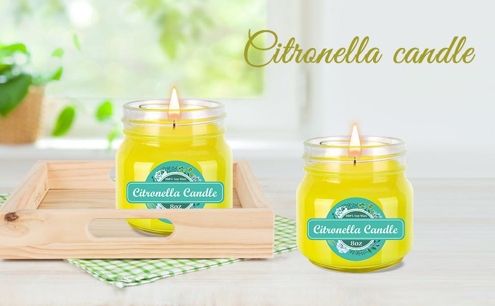 Mason Jar Citronella Candles, UMIRORS 4x8oz Scented Candles
