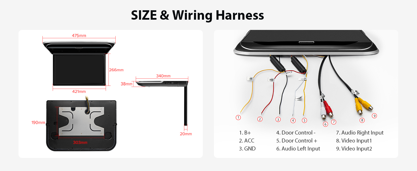 XTRONS FHD Android Car Overhead Flip Down Mount Monitor 8K