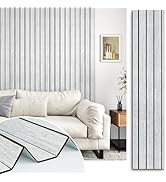 STICKEEP White/Grey 3D Wood Slat Panels for Walls Peel and Stick PVC Slat Wall Paneling Soundproo...