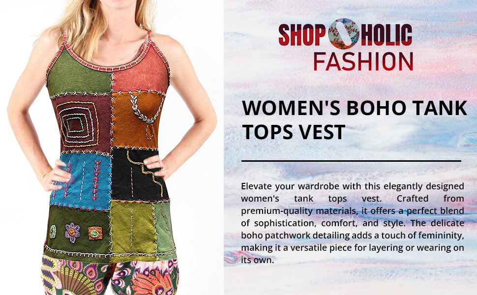 Shopoholic Fashion Women Hippy Patchwork Summer Tank Top