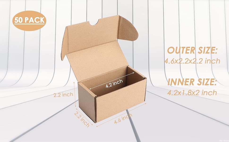 PHAREGE 4.6x2.2x2.2 inch Shipping Boxes Bulk 50 Pack Brown, Tab Lock Tuck Top Mailer