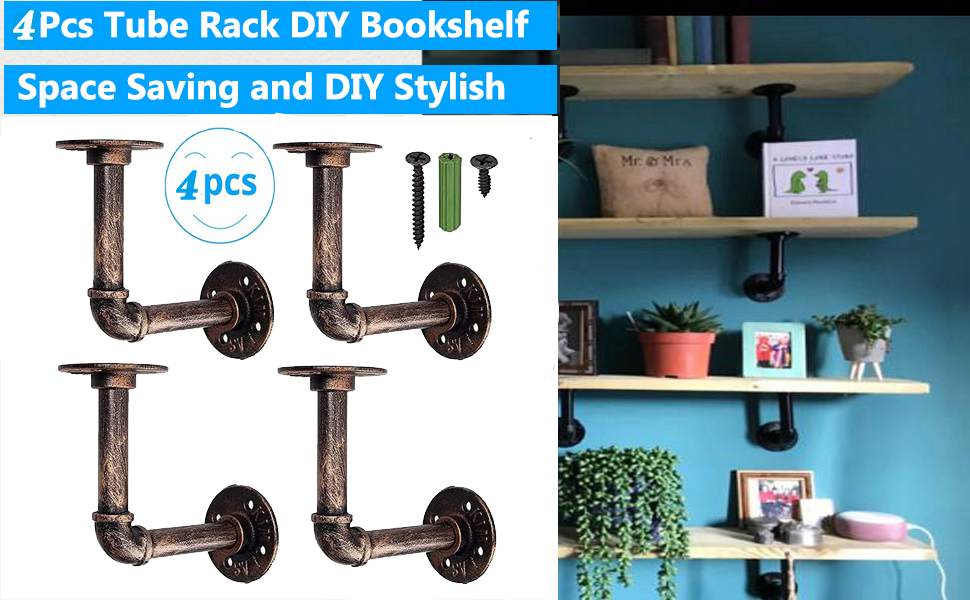 Pipe Shelf Brackets,eSynic 4Pcs Pipe Shelf Brackets Tube Rack