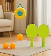 Toy Imagine Fun Indoor Table Tennis Trainer Kit – 2 Rackets, 6 Practice Balls, Adjustable Height,...