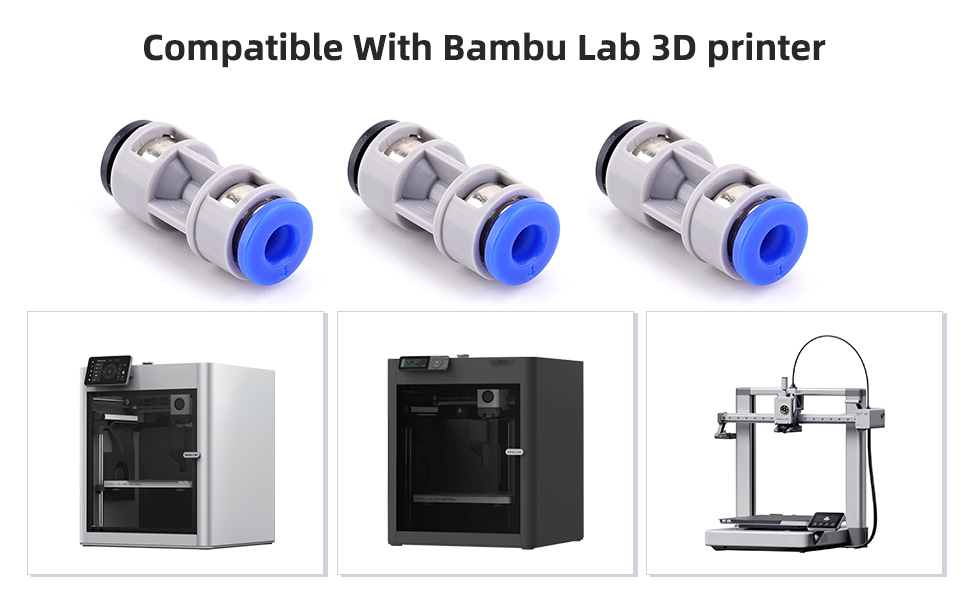 3pcs Teflon PTFE Tube Adapter Replacement for Bambu Lab A1/A1MINI/P1P/P1S/X1/X1C/X1E/H2D 3D Printer,Plastic Metal Mixed Feed Connectors for Bambu Lab 3D Printer 14 4