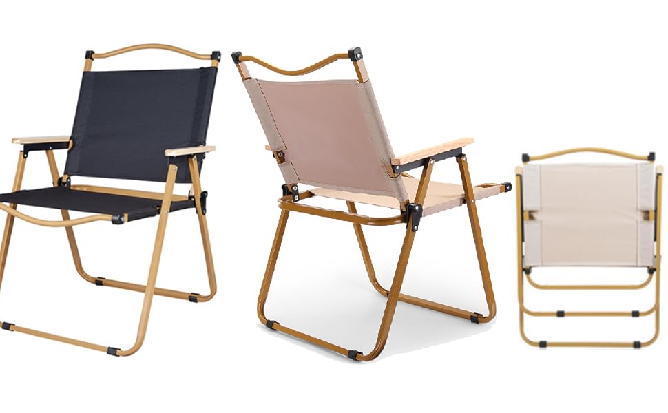 Camping Chair Outdoor Garden Folding Chair Wood Armrest Relax Camp