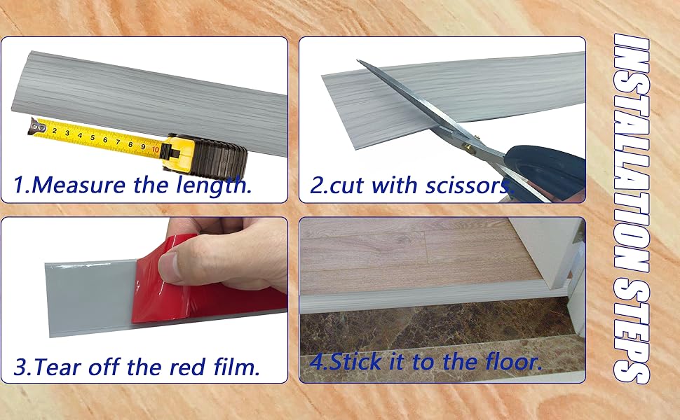 VinylFloorTransitionStripSelfAdhesive 20 FT Rubber Door Transition