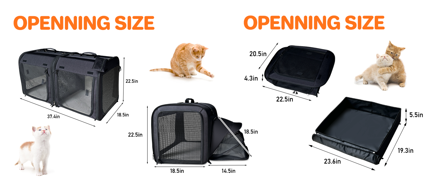 Large Cat Carrier,Cat Travel Carrier with Litter Box,Double