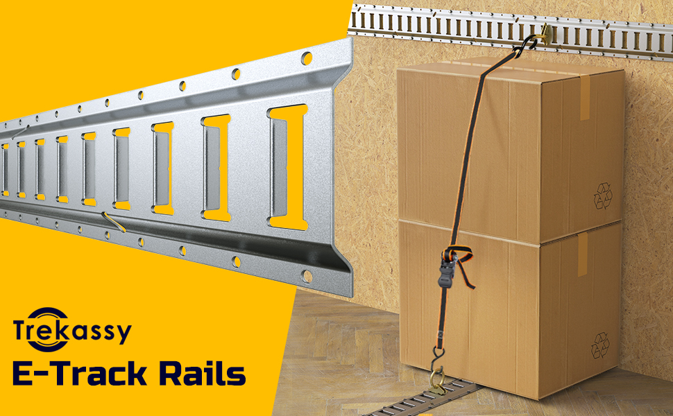 Trekassy E Track TieDown Rail with Screws, 4 Pack Combined