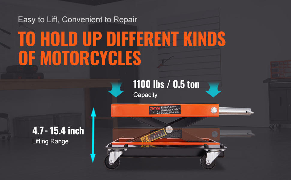 VEVOR Motorcycle Lift, 1100 LBS Motorcycle Lift ATV Scissor Lift Jack