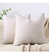 Cozoomy Set of 2 Soft Textured Decorative Throw Pillow Covers 18x18 Inch Cozy Farmhouse Cushion C...