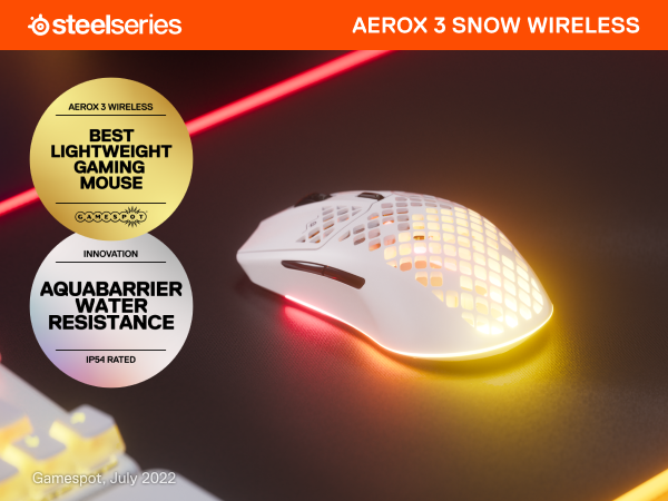 美品マウス SteelSeries Aerox 3 Wireless ホワイト SteelSeries Aerox 3 (2022) Wireless Gaming Mouse - Snow