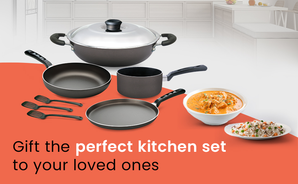 Buy NIRLEP Sakhi 8 Pieces Cookware Set Non Stick Tawa, Non Stick