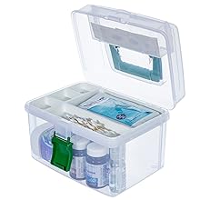 MyGift 10 Inch First Aid Clear Bin Detachable Tray Green Quick Access Lid Portable Emergency Kit