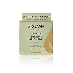 Argan+ Rejuvenating Night Cream cream box on white background