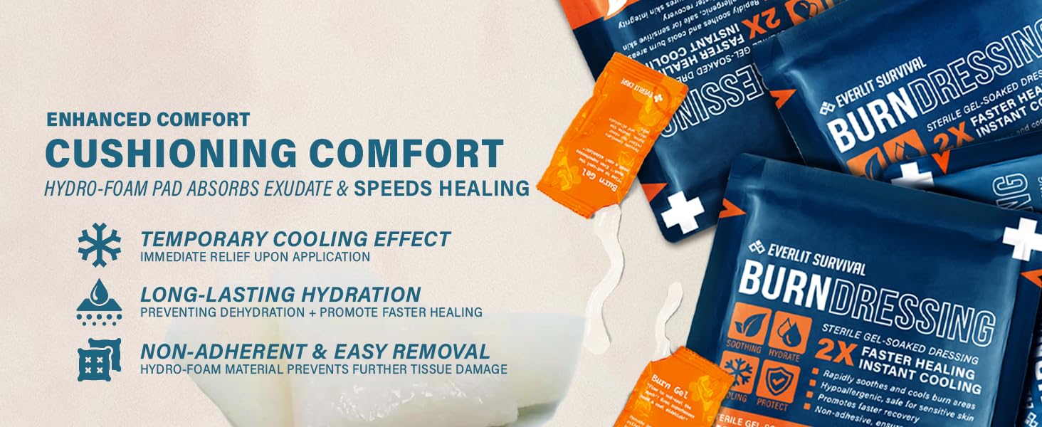 EVERLIT Sterile Hydrogel Foam Burn Dressing with Tea Tree Deodorizing Blend Promote Healing