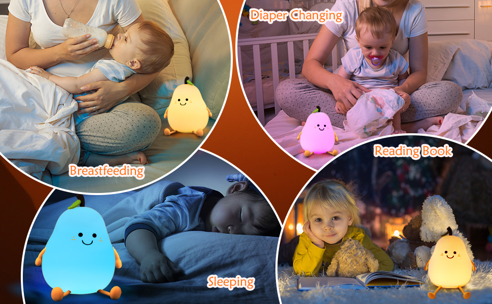 Vickes Cute Night Light for Kids, Calming Pear Lamp