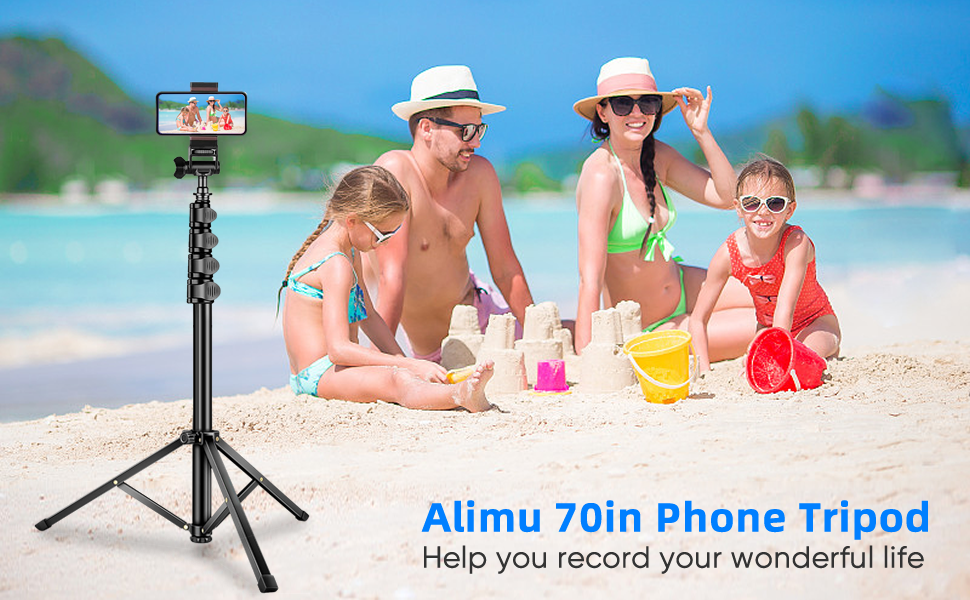 Extendable Cell Phone Tripod Stand with Wireless Remote and Phone Holder