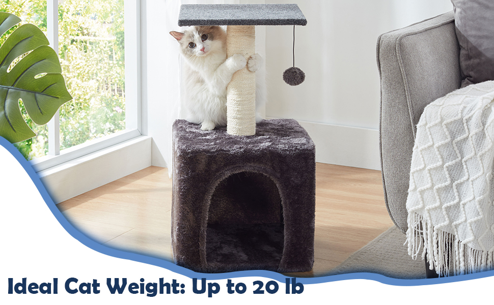 MixPet Small Cat Tree Tower for Indoor and Outdoor, Modern