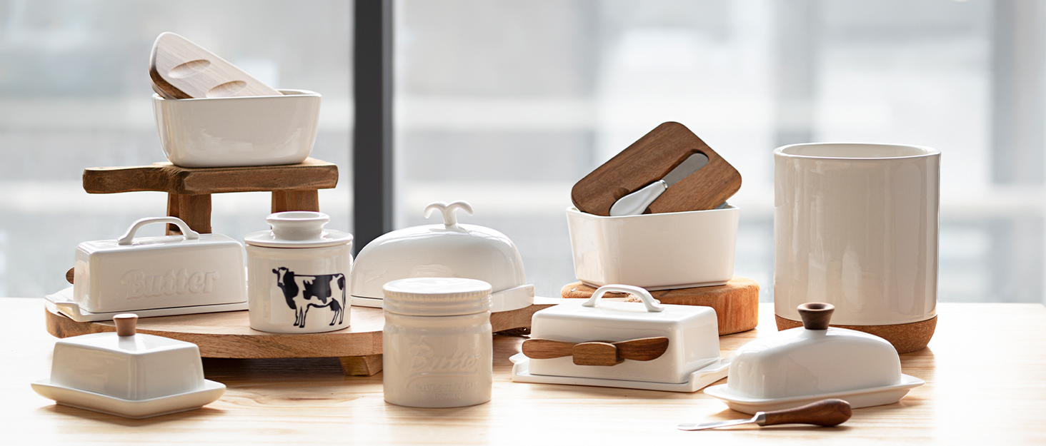 Amazon.de DOWAN Porzellan Butter Keeper Crock, Französische Butterdose