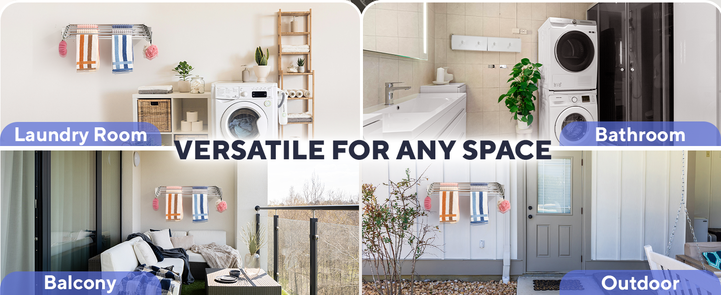 versatile wall drying rack for any space - laundry room balcony bathroom outdoor