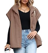 Tanakneo Womens Oversized Fleece Vest Sleeveless Fuzzy Sherpa Jacket Trendy Casual Button Down Wa...