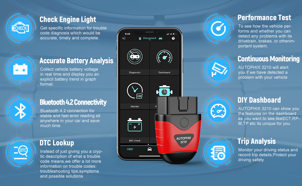 AUTOPHIX 3210 Bluetooth OBD2 Scanner Enhanced Universal Car Code