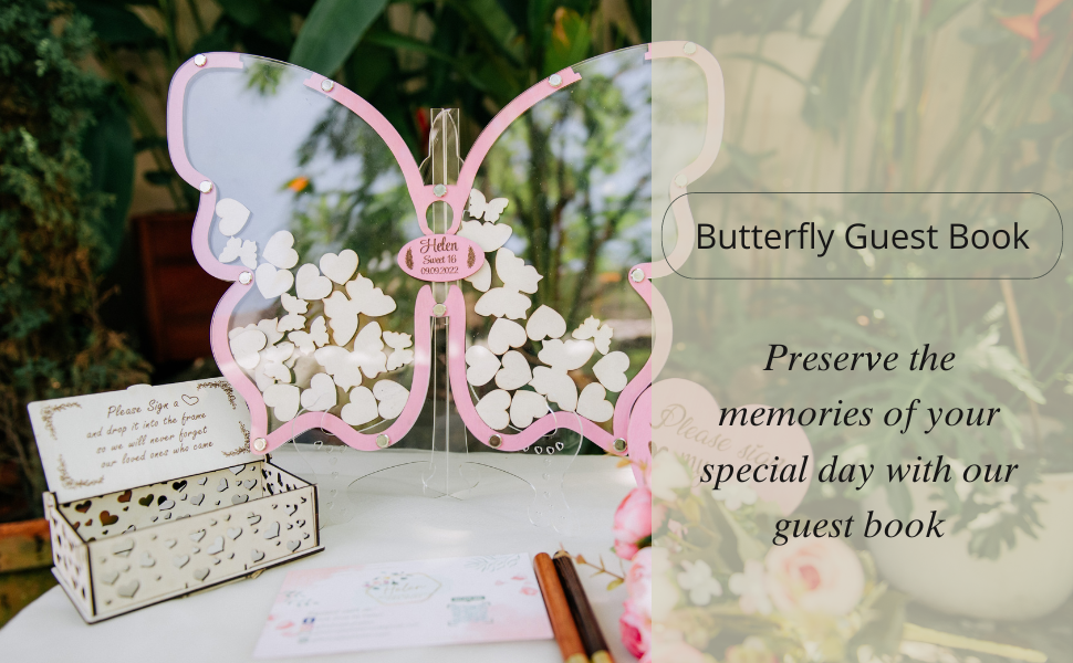 Personalized Butterfly Guest Book For Quinceañera, Sweet 15
