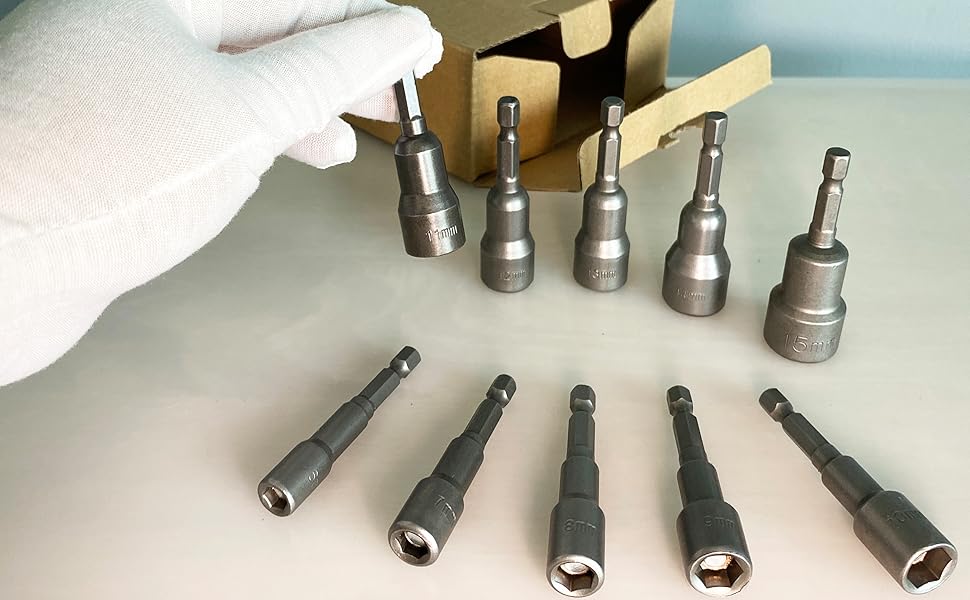 Pack of 10 615 mm Socket Spanner Set Socket Adapter 1/4 Inch