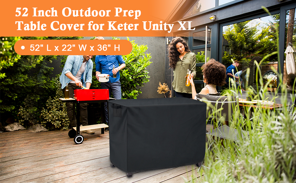 Hoedia 52 Inch Outdoor Prep Table Cover for Keter Unity XL Portable