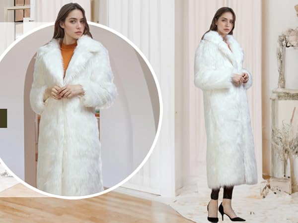 Old DIrd Women Warm Long Sleeve Parka Faux Fur Coat Lapel