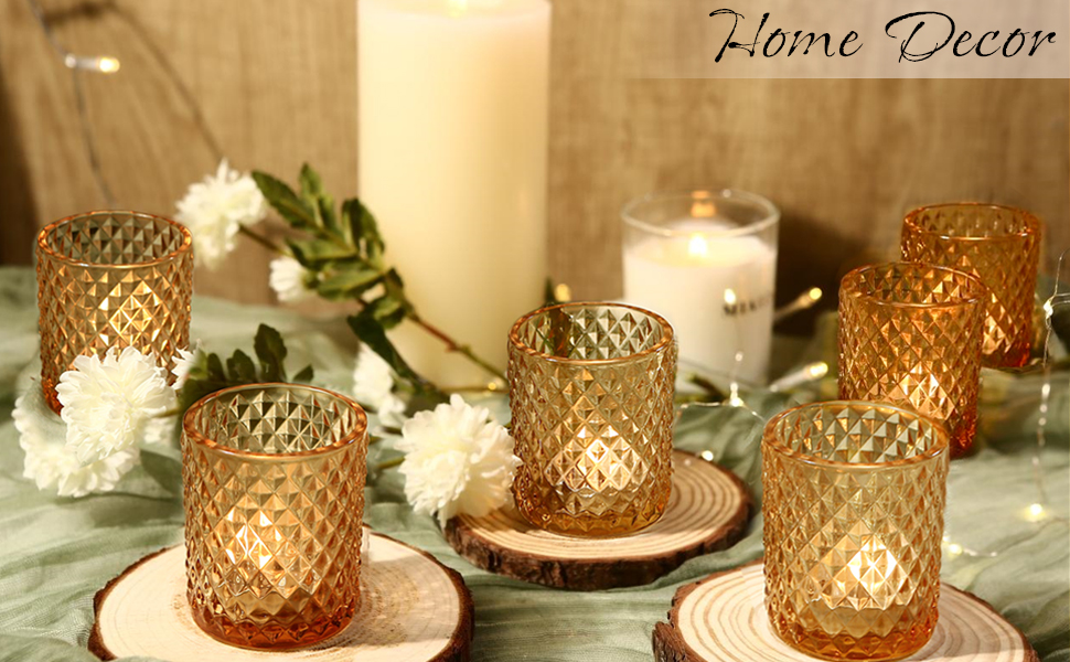 12pcs Gold Votive Candle Holders, Glass Tea Lights Candle