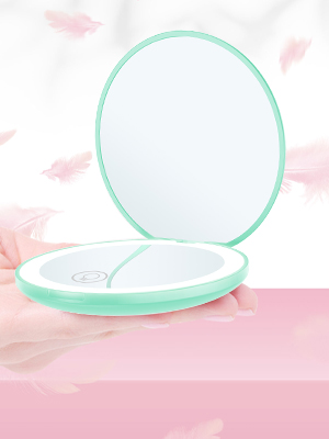 lighted compact mirror with magnification