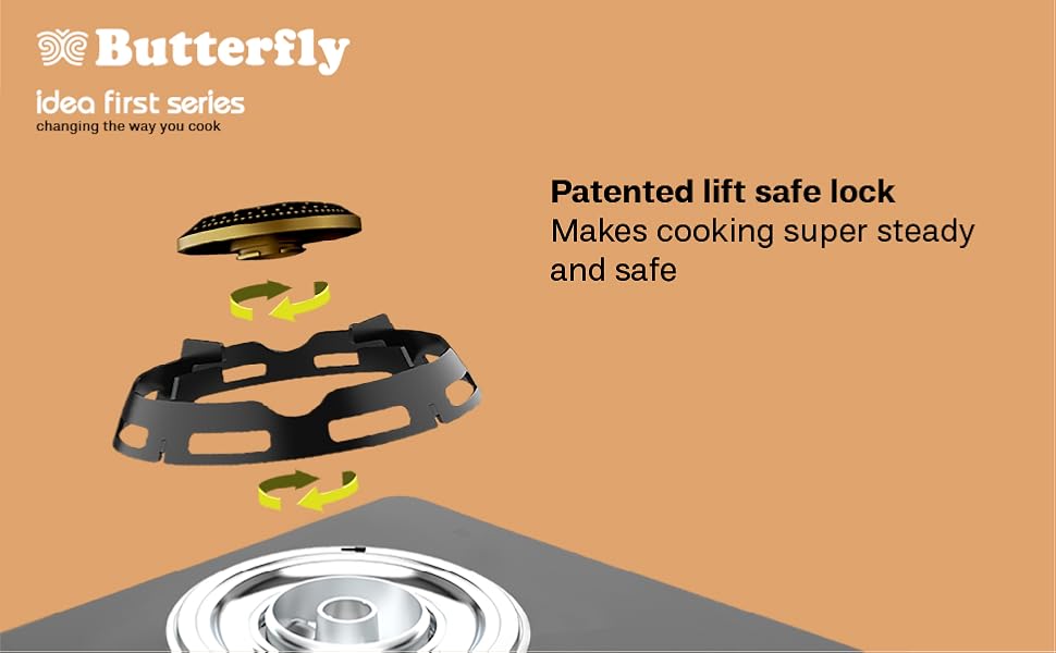 Butterfly Renz 3 Burner 3 Star Glass Top Gas Stove