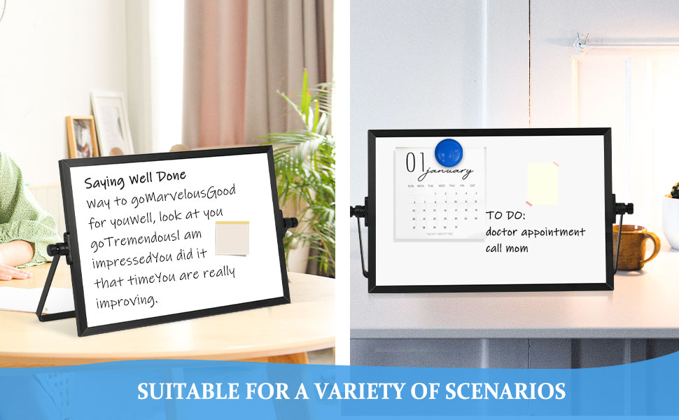 AMUSIGHT Dry Erase White Board, 8" x 12" Black