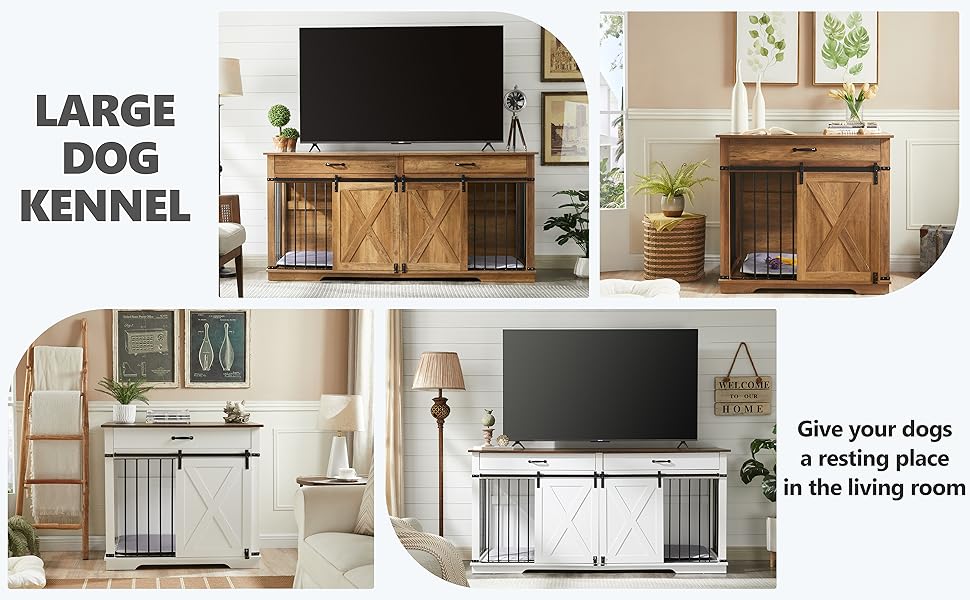 72.5" Extra Large Furniture Style Double Dog Crates for