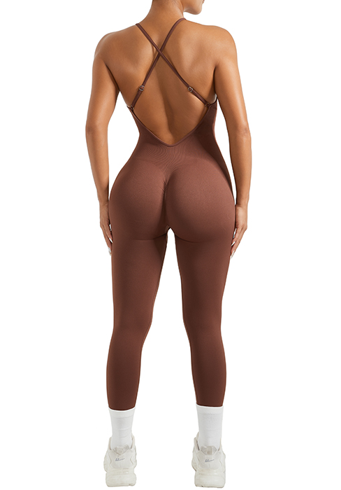 one piece jumpsuits for women strappy back workout rompers