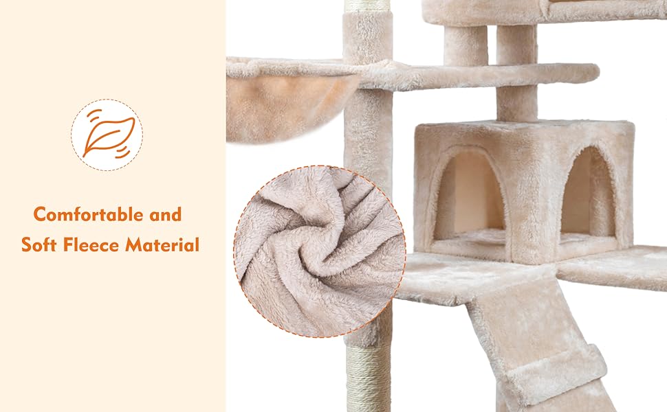 HOMIDEC Cat Tree, 151cm Cat Scratching Post Stable Cat Tower for Indoor Cat, Activity Centre Cat