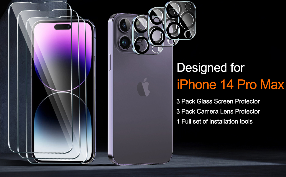 Milomdoi 3 Pack Screen Protector for Apple iPhone 14 Pro Max with 3