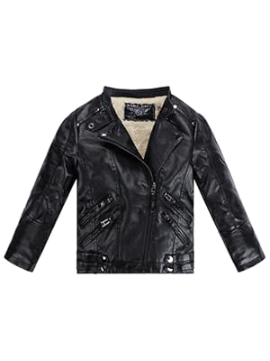 Kid Girl Pu Leather Jacket Motorcycle Coat For 5-6 Year Boy Spring Biker Clothes