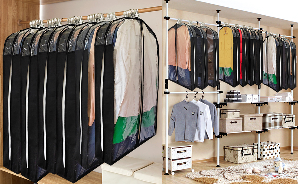 homeminda Garment Bags for Hanging Clothes with 6.3" Gusset