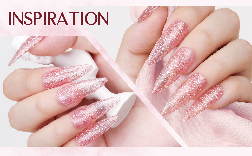 Saviland Glitter Pink Dip Powder 1.06Oz Dip Nail Powder