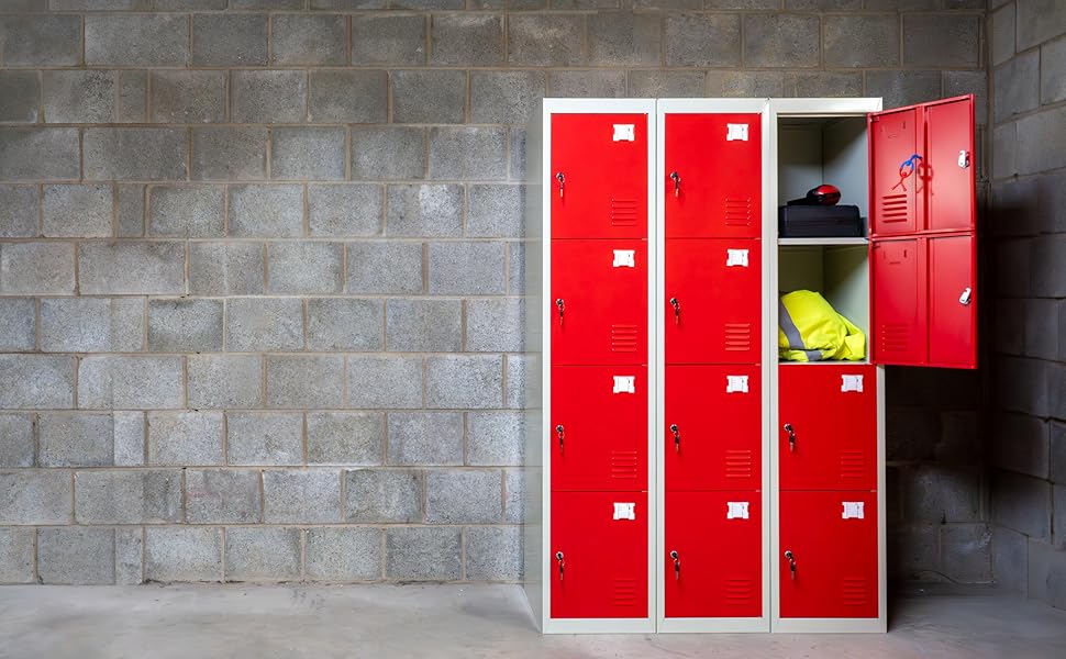 Monster Shop 3 x Storage Filing Locker Cabinet Metal 4 Door