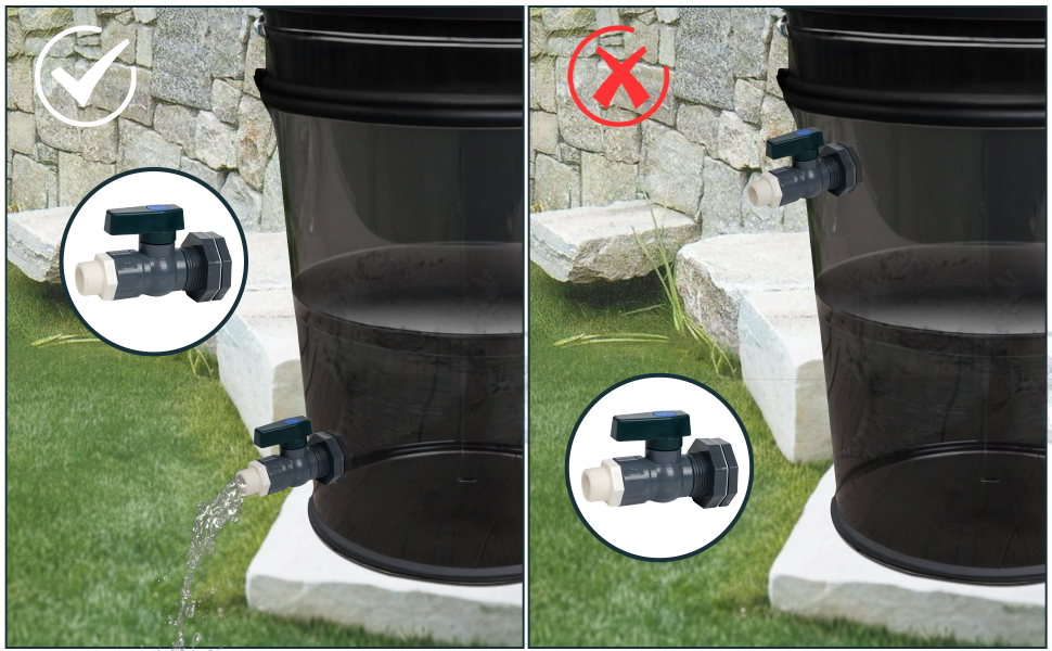 Rain Barrel Spigot Kit, 3/4" Water Barrel PVC Garden