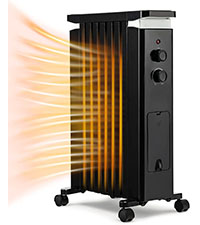 COSTWAY Radiateur Bain D'Huile 1500 W Mobile - 3 Puissance 5-35°C, 7 Eléments, Racks De Serviettes, Protection Contre Surchauffe Et Basculement, Bleu Vert 19 Radiateur Bain d'Huile