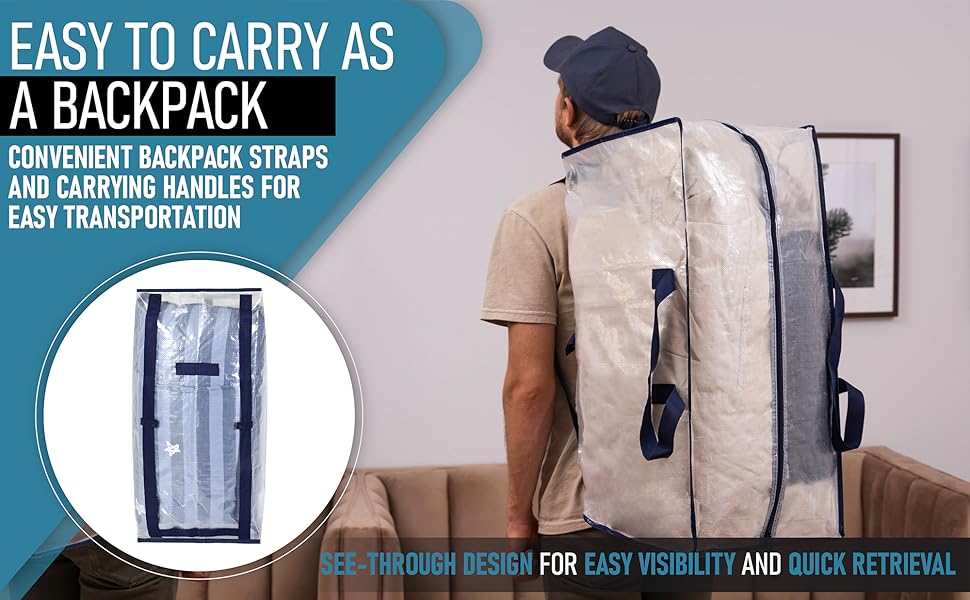 VENO 10 Pack Moving Bags w/Backpack Straps, Moving Boxes